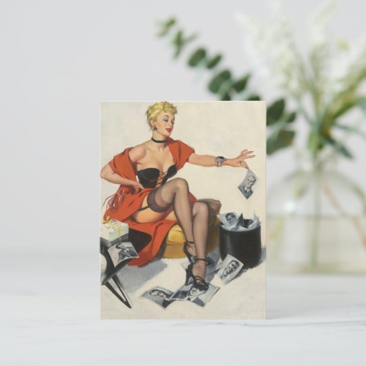 Heren Recycling Pin-Up Briefkaart (Staand voorkant)