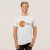 Heren Retro Arcade Pompoentaart Thanksgiving Tri-Blend Shirt (Voorkant volledig)