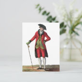 Heren Rode Jas Franse Mode Ontwerptekening Briefkaart (Staand voorkant)