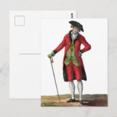 Heren Rode Jas Franse Mode Tekening Briefkaart (Voorkant / Achterkant)