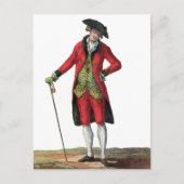Heren Rode Jas Franse Mode Tekening Briefkaart (Voorkant)