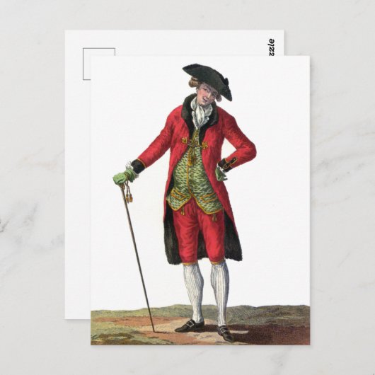 Heren Rode Pak Franse Mode Tekening Briefkaart (Voorkant / Achterkant)