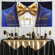 Heren Royal Blue Gouden Smoking Verjaardagsfeest