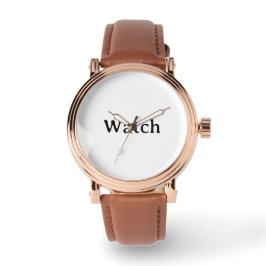 Heren Roze Goud Vintage met Bruine Leren Band Horloge