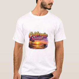 Heren shirt Californië zonsondergang