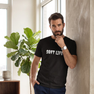 Heren 'Soft Life' Quote T-Shirt   Minimalistische 