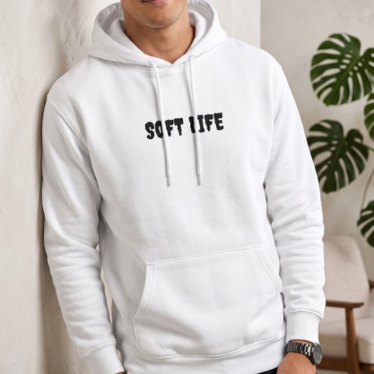Heren Soft Life Witte Pullover Hoodie | Esthetisch