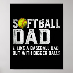 Heren Softbal Vader Honkbal Grotere Vaders D T-Shi Poster