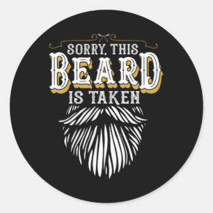 Heren Sorry Deze Baard Is Bezet Land Retro Valen Ronde Sticker