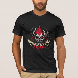 Heren Speed Over Fear Racing Skull Zwarte T-Shirt