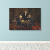 Heren spelen een spel van schaken (Thomas Eakins) Canvas Afdruk (Insitu (Houten vloer))