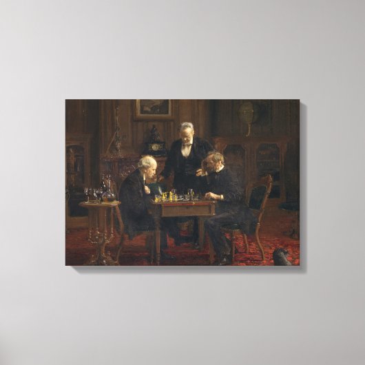 Heren spelen een spel van schaken (Thomas Eakins) Canvas Afdruk (Voorkant)