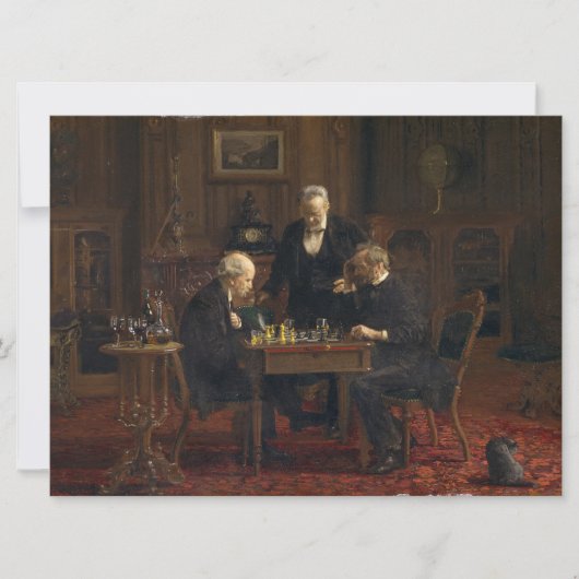 Heren spelen een spel van schaken (Thomas Eakins) Kaart (Voorkant)