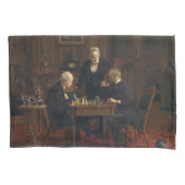 Heren spelen een spel van schaken (Thomas Eakins) Kussensloop (Voorkant-Links)
