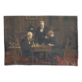 Heren spelen een spel van schaken (Thomas Eakins) Kussensloop