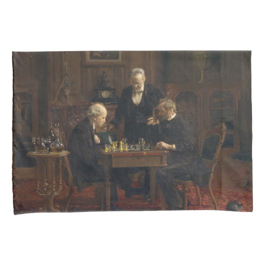 Heren spelen een spel van schaken (Thomas Eakins) Kussensloop (Voorkant-Rechts)