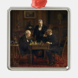 Heren spelen een spel van schaken (Thomas Eakins) Metalen Ornament
