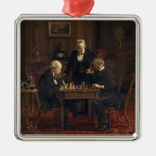 Heren spelen een spel van schaken (Thomas Eakins) Metalen Ornament (Voorkant)