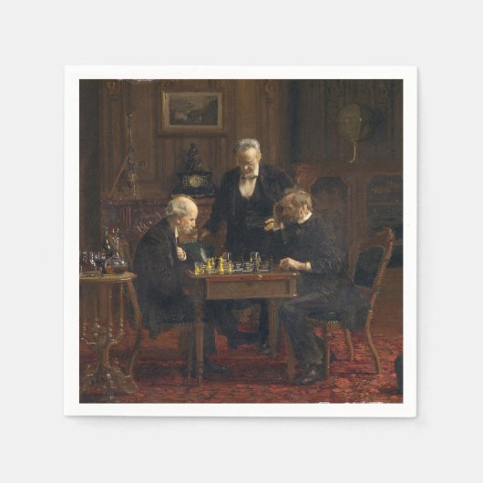 Heren spelen een spel van schaken (Thomas Eakins) Servet (Voorkant)