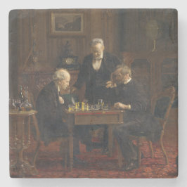 Heren spelen een spel van schaken (Thomas Eakins) Stenen Onderzetter