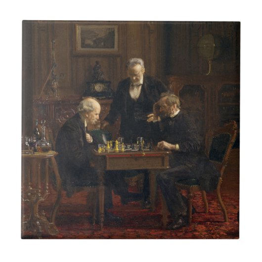 Heren spelen een spel van schaken (Thomas Eakins) Tegeltje (Voorkant)