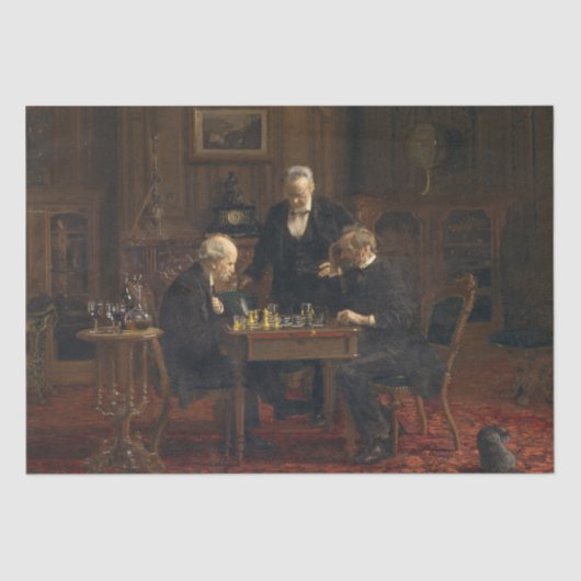 Heren spelen een spel van schaken (Thomas Eakins) Tissuepapier (Voorkant)