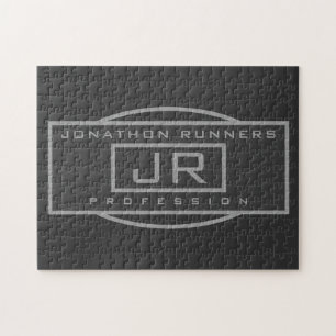 Heren Sportieve Geometrische Grijs & Donkergrijs Legpuzzel