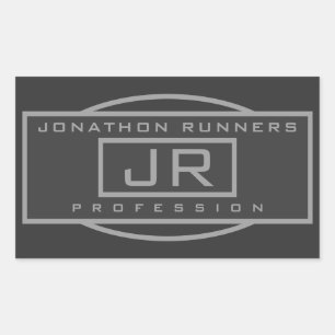 Heren Sportieve Geometrische Grijs & Donkergrijs Rechthoekige Sticker
