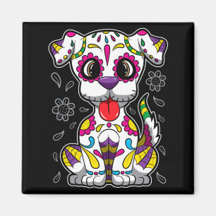 Heren Sugar Skull Puppy - Día De Muertos Hond - Magneet