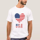 Heren T-shirt met hartontwerp in de vlag van de VS (Voorkant)