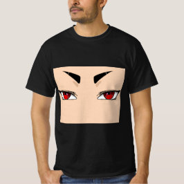 Heren t-shirt met rode anime-ogen in het vet