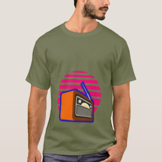 Heren T-shirt Retro Radio Vintage