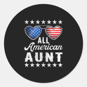 Heren tante fourth of july shirt dames Amerikaans Ronde Sticker
