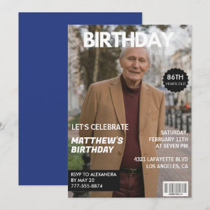 Heren Tijdschrift Navy blauw Foto 86ste verjaardag Kaart