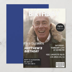 Heren Tijdschrift Navy blue Foto 78ste verjaardag  Kaart