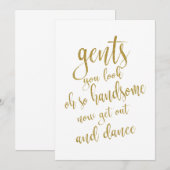 Heren Toilet Goud Betaalbaar Trouwfeest Bord Kaart (Voorkant / Achterkant)