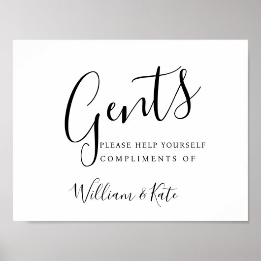 Heren toilet teken - moderne toiletartikelen poster (Voorkant)