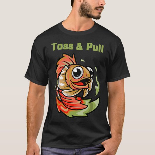 Heren Toss And Pull Vissen T-shirt (Voorkant)