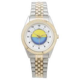 Heren Ukraine Vlag Twee-Tone Armband Horloge