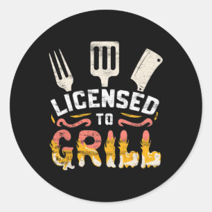 Heren Vergunning om te grillen' Barbecue Bbq Chef  Ronde Sticker