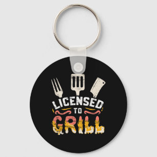 Heren Vergunning om te grillen' Barbecue Bbq Chef  Sleutelhanger