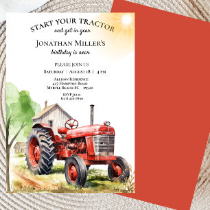 Heren Vintage Farm  Rode Tractor Verjaardagsfeestj Kaart