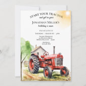 Heren Vintage Farm  Rode Tractor Verjaardagsfeestj Kaart (Voorkant)