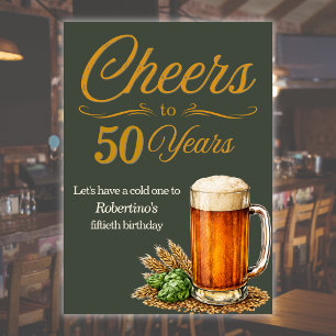 Heren Vintage Proost Op Jaren Bier 50e Verjaardag Kaart