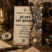 Heren Vintage Steampunk 21e Verjaardag Steampunk Kaart