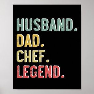 Heren Vintage T-shirt Echtgenoot Vader Chef Legend Poster