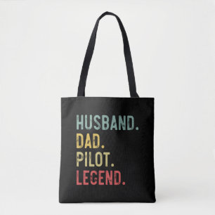 Heren Vintage T-shirt Echtgenoot Vader Piloot Lege Tote Bag