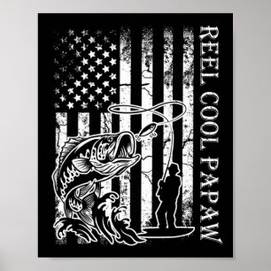 Heren Vissen Reel Cool Papaw Amerikaanse Vlag Vade Poster