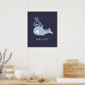 Heren walvis strikje monogram jongens kinderkamer poster (Keuken)