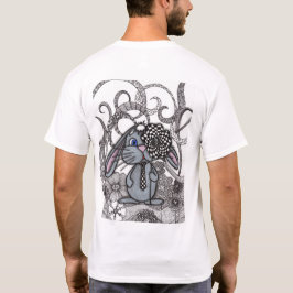 Heren wit T-shirt Zentangle Bunny achterkant bedru